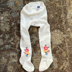 Janie and Jack White Tights with Floral Design
